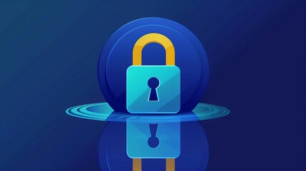 Digital padlock icon representing online security, data protection, or internet safety in a modern blue background setting.