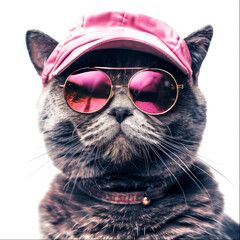 Poster - Cat with pink sunglass