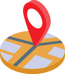 Poster - Red location pin pointing location on city map with roads and buildings