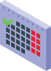 Wall Mural - Isometric calendar showing weekends with check mark on monday, representing start of work week
