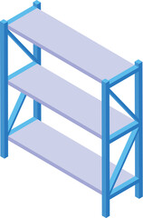 Poster - Simple blue warehouse storage rack standing with empty shelves isometric 3d icon