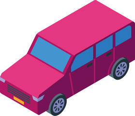 Poster - Pink suv car parked in a diagonal view with an isometric projection