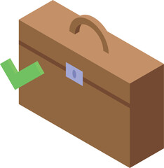 Aufkleber - Brown briefcase closed with check mark showing success business concept 3d illustration