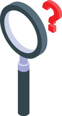 Poster - Magnifying glass is being used to examine a large, red question mark, symbolizing the search for answers and solutions