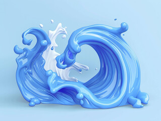 3D rendering of wave elements summer spray 3D decorative design