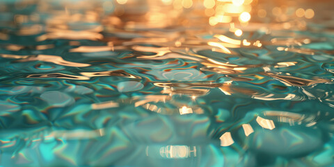 Poster - Abstract background with blurry lights on pool water. Caustics and bokeh. Created with Generative AI technology.