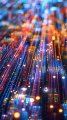 Poster - Network traffic visualized as blocky data packets traveling along pixelated cables, reminiscent of classic arcade games
