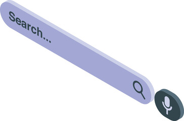 Poster - Isometric search bar with voice search button for searching information on internet