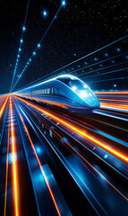 Fast moving high-speed train National Day holiday travel illustration