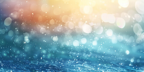 Poster - Abstract background with blurry lights on sea water. Caustics and bokeh. Created with Generative AI technology.