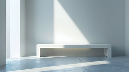 Sticker - Sleek White Table in Minimalist Room with Soft Natural Lighting for Product Display Concept