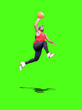 © STOCK PHOTO 4 U - Dynamic Basketball Player in Mid-Air Dunk Against Green Screen Background for Sports and Fitness Concepts