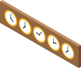 Poster - Wall clock is showing the time in different time zones across the world