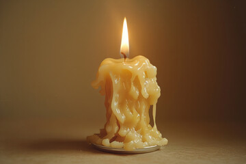 Aufkleber - Elegant image of a slightly burnt but still aromatic candle on a plain background,