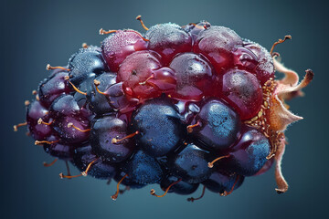 Aufkleber - Elegant shot of a partially eaten blackberry against a solid dark background,