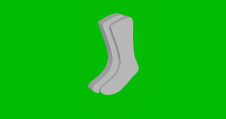 Poster - Animation of rotation of a white socks symbol with shadow. Simple and complex rotation. Seamless looped 4k animation on green chroma key background