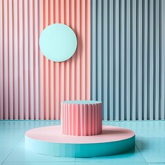 Poster - Geometric Pastel Backdrop for Clean Modern Product Presentation Concept