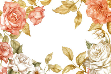 Wall Mural - A flowery background with pink and gold flowers