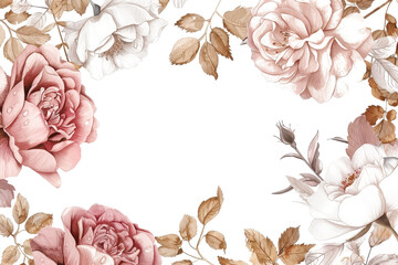 Wall Mural - A flowery background with pink and gold flowers