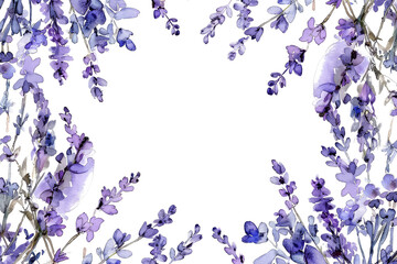Wall Mural - A watercolor painting of purple flowers with a white background