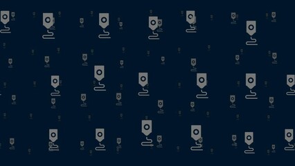 Poster - 3D printer symbols float horizontally from left to right. Parallax fly effect. Floating symbols are located randomly. Seamless looped 4k animation on dark blue background