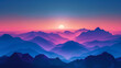 © Porawit - Twilight Mountains Flat design of a mountain range at twilight with a gradient night sky.