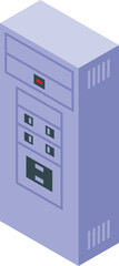 Poster - Electrical cabinet distributing electricity with fuses and switches isometric illustration