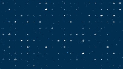 Poster - template animation of evenly spaced thumb up symbols of different sizes and opacity. animation of tr