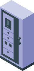 Poster - Electrical cabinet standing with closed door and digital display showing working status