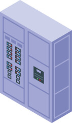Poster - Electrical control panel displaying data with buttons and lights isometric illustration