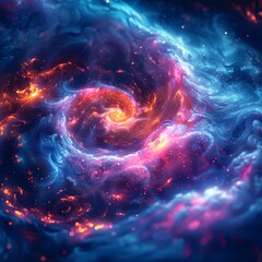 Poster - mesmerizing neon galaxy a swirling cosmic masterpiece of digital art