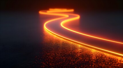 Poster - Glowing Neon Line Curving Through Minimalist Dark Space Design Concept