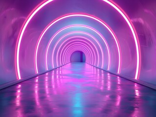 Poster - Mesmerizing Futuristic Neon Tunnel with Captivating Depth and Motion