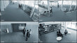 © metamorworks - Security camera quad monitor screen interface.  Video of surveillance camera.