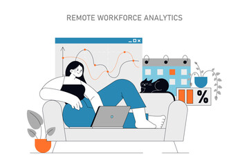 Poster - remote workforce analytics concept vector illustration