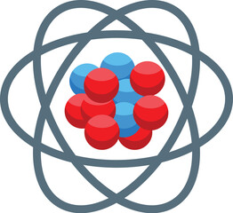 Poster - Atomic model orbiting electrons protons neutrons nucleus physics chemistry science