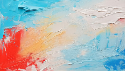 A painting of two colors, blue and red, with a white background