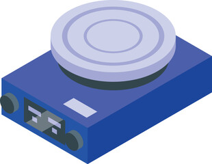 Poster - Blue laboratory hot plate being used for sample preparation in a science experiment
