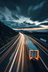 truck moving on a highway at night