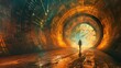 © HPMP Studio - Time traveler walking in tunnel time
