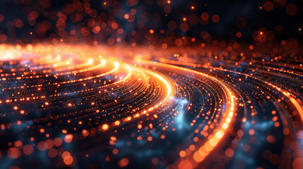 Poster - Dynamic abstract light trails create a mesmerizing effect, showcasing energy and movement. Perfect for technology, backgrounds, and creative projects.