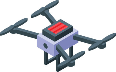 Poster - Illustration of a white drone flying with its four rotors spinning and a red light on
