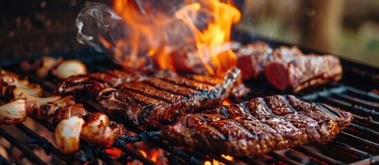 Wall Mural - Grilling Steak and Other Meats on the BBQ