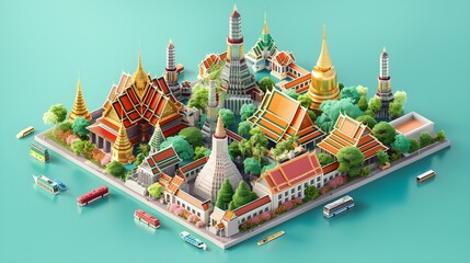 3D render of Bangkok province Thailand, Generative AI