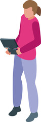 Poster - Drone operator holding remote control, controlling drone flight, isometric view