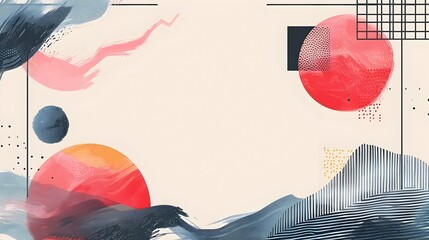 Poster - Minimalist Abstract Geometric Frame with Colorful Patterns and Modern Art Touches