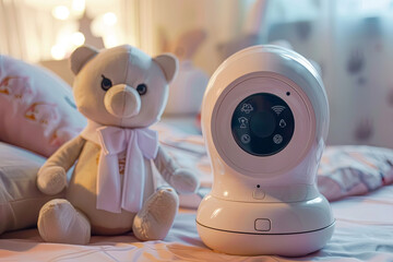 Wall Mural - Close-up of a baby monitor, emphasizing the importance of child safety and parental vigilance