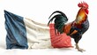 © saichon - The flag of France with a Gallic rooster, white background, super realistic, copy space