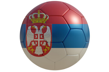 Wall Mural - Football ball with Serbian flag isolated on white transparent. Soccer in Serbia