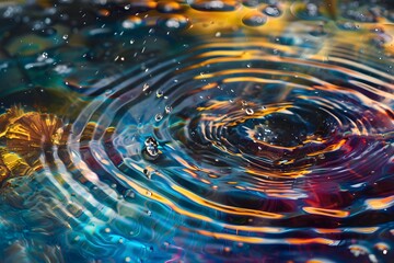 Wall Mural - Water Drop Ripples with Vibrant Colors